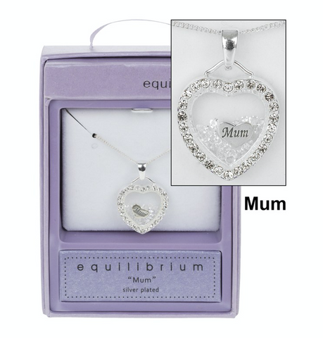 Equilibrium, Crystal Filled Heart Mum Necklace