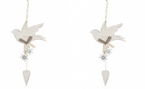 Shabby Chic, Neutral Dove Hanger with metal flowers, Heaven Sends
