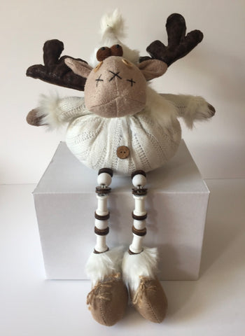 Fabric Sitting Moose with bendy legs