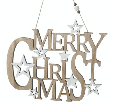 Hanging Wooden Merry Christmas Sign