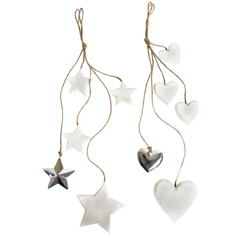 Shabby Chic, wooden hanging hearts and stars