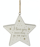 Shabby Chic, Hanging Wooden Star - I Love you more than all the Stars