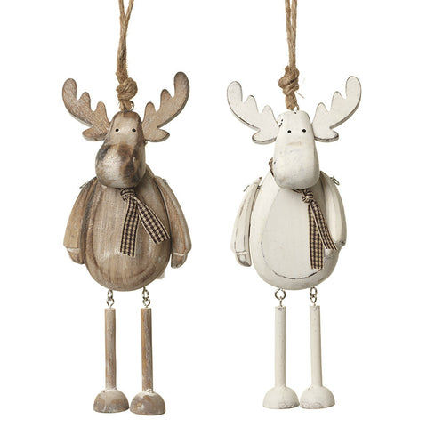 Hanging Wooden Reindeer Brown & White