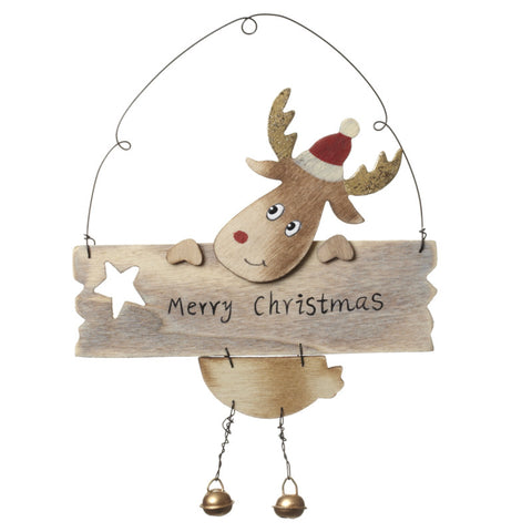 Hanging Wooden Reindeer Merry Christmas