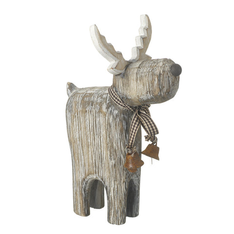 Wooden Reindeer Figure, 17cm