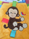 Appliqued Dazzle Dots Monkey on Blanket