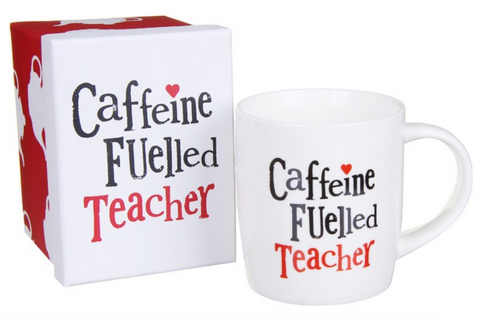 Bright Side, Caffeine Fuelled Teacher, bone china mug