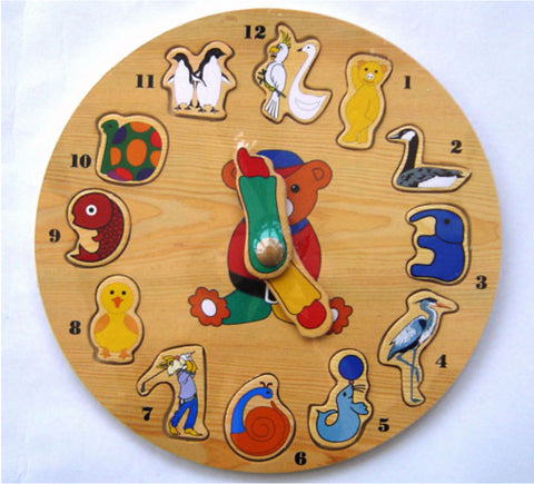Clock, colourful wooden jigsaw puzzle