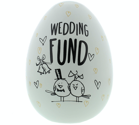 Eggcellent Large Nest Egg, White & Gold, Wedding Fund