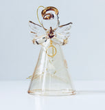 Engraved Angel with Bell, Hands together, skirt hint of yellow