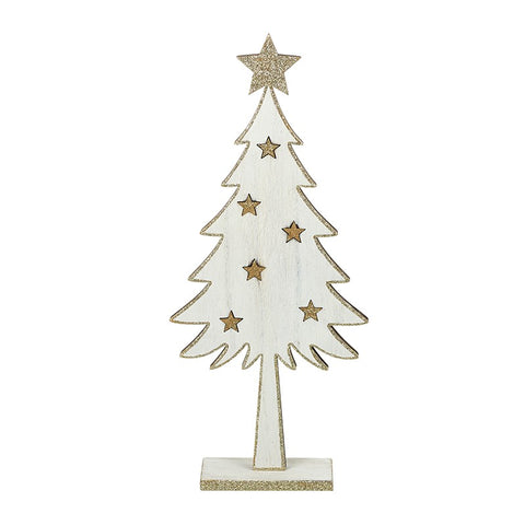 Shabby Chic, Wooden Tree decorated with gold glitter stars