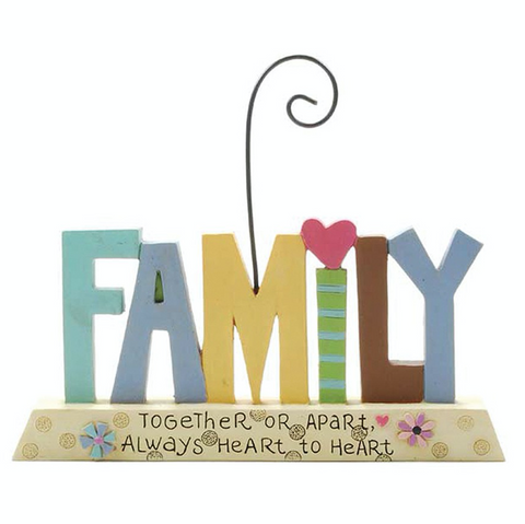 Family, together or apart, always heart to heart, freestanding plaque
