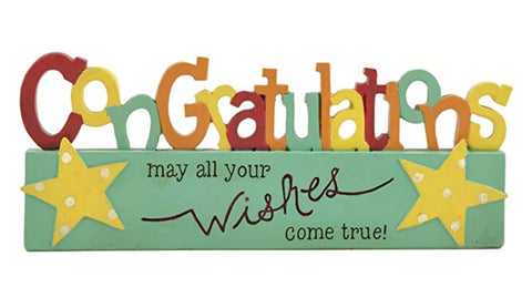 Congratulations, resin freestanding plaque - may all your wishes come true