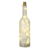 LED, Traditional Frosted Glass Bottle with Reindeer winter scene - lit