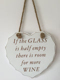 more wine, shabby chic heart plaque