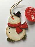 Glittery Snowman - Red Scarf with Stars