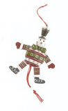 Wooden Santa & Snowman Jumping Jack Decorations - Green Santa