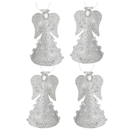 Hanging, Small Glass Frosted Angels, tree decorations
