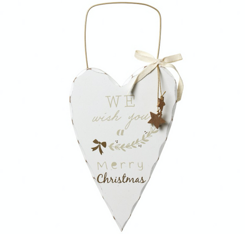 Shabby Chic, Hanging "We Wish You" Wooden Heart
