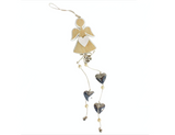 Hanging Wooden Angel Decoration with silver bells and heart charms