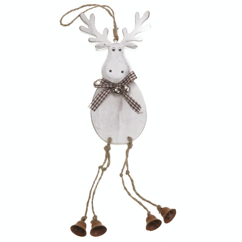 Hanging Wooden Moose with Bell Legs