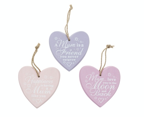 Heart shaped wood mothers day signs