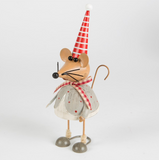 Mauricio Xmas Mouse in Stripy Hat Standing Dec - side view