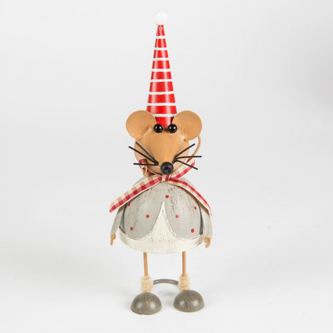 Mauricio Xmas Mouse in Stripy Hat Standing Dec