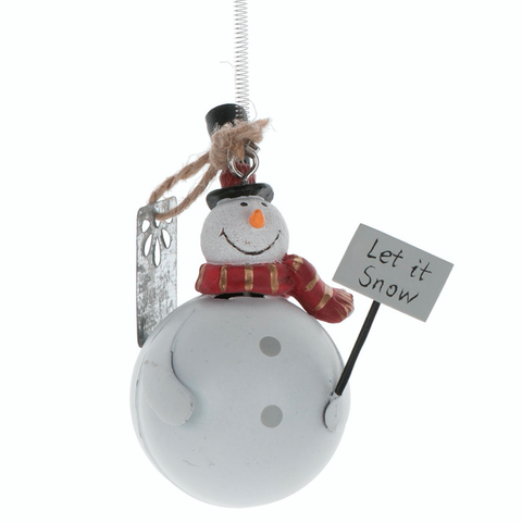 Metal, Hanging Snowman on a Spring, tree decoration