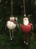 Hanging Metal Santa and Snowman on Springs (Pair)