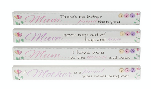 Mum, Mother Long Rectangular Floral Table Plaques