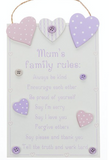 Mum's Family Rules Hanging Plaque