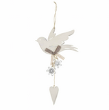 Hanging Dove with metal flowers