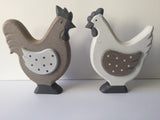 Pair of Farmhouse Chicken Decoration (Natural & White)