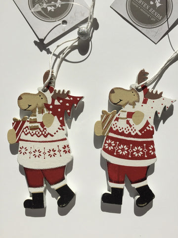 Pair of Wooden Hanging Reindeers by Heaven Sends
