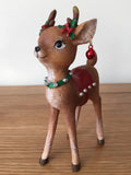 Polyresin Baby Reindeer - Side view showing red bell