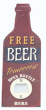Retro beer bottle opener "Free Beer Tomorrow", colour: chocolate brown