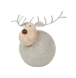 Small, Round Metal Reindeer with natural wood face