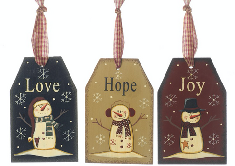 Hanging Wooden, Hope Joy and Love, Ornamental Sign