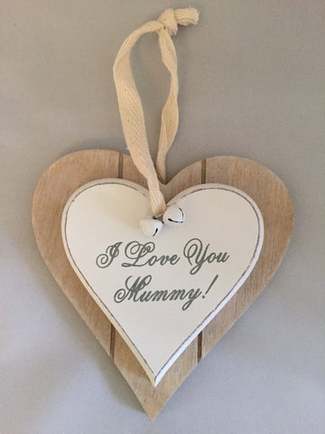 I Love You Mummy, Shabby Chic double heart plaque