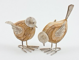 Shabby Chic, Metal and Wooden Birds with Wire Feet