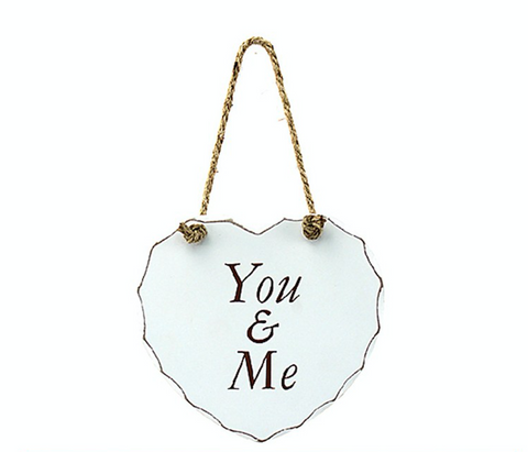 Shabby Chic Heart Hanging Plaque - You & Me