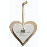 Shabby Chic double heart plaque, Best Friends Forever