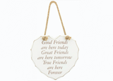 True Friends are here Forever, Shabby Chic Hanging Heart
