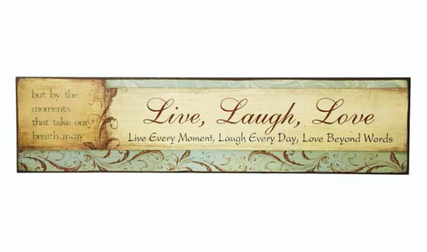 Vintage Wooden Sign - Live, Laugh, Love