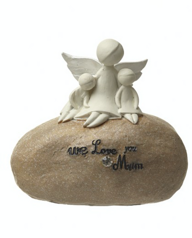We love you Mum, angel stone ornament