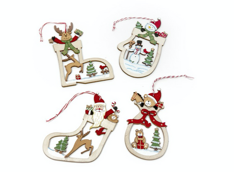 Wooden Cut Out Christmas Tree Decorations