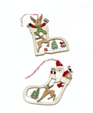 Wooden, Cut Out Tree Decs - Reindeer and Santa
