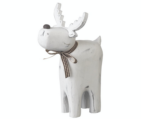 Wooden, White Washed, Reindeer (Small)