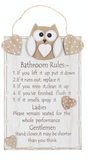Woody Owl Bathroom Rules Plaque